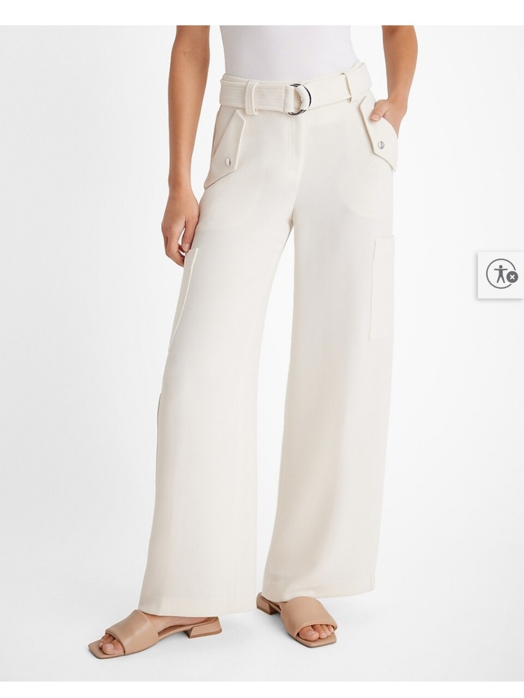 Express_ High Waisted Belted Wide Leg Cargo Pant
